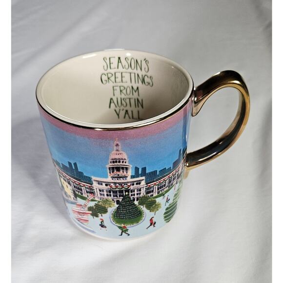Anthropologie Holiday in the City Austin 2024 4 Piece Set Mug Glass 2 Plates - Picture 6 of 11